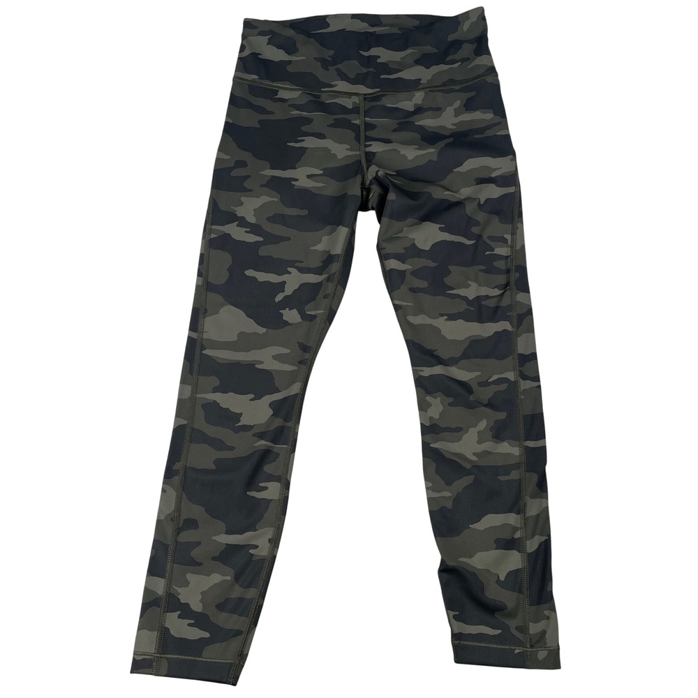 Athleta Ultimate 7/8 Tight Camo Leggings Green Grey Small High Rise Yoga Gym